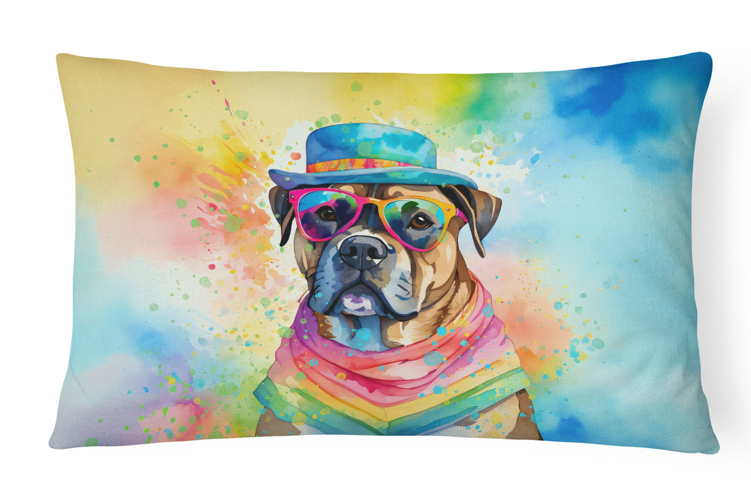 Cane Corso Hippie Dawg Decorative Throw Pillow 12x16 Indoor Outdoor Accent Cushion, Fabric Cover with Insert for Sofa, Bed, Porch & Living Room