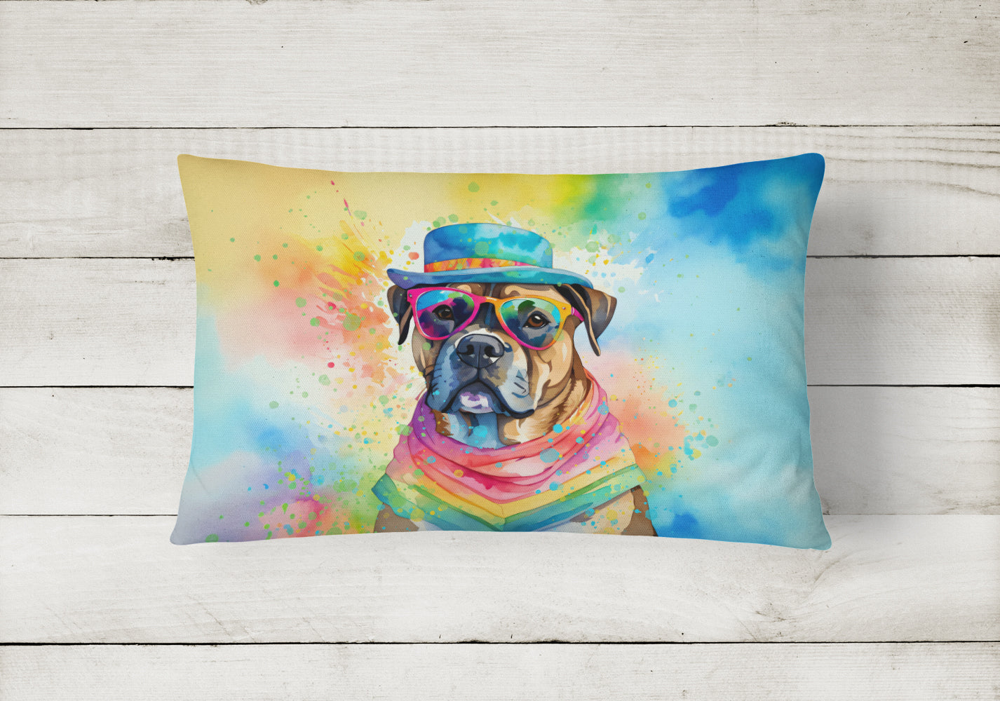 Cane Corso Hippie Dawg Decorative Throw Pillow 12x16 Indoor Outdoor Accent Cushion, Fabric Cover with Insert for Sofa, Bed, Porch & Living Room