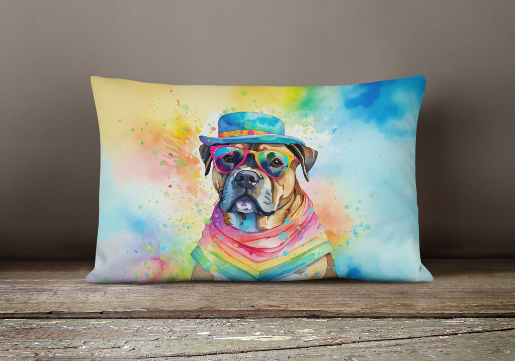 Cane Corso Hippie Dawg Decorative Throw Pillow 12x16 Indoor Outdoor Accent Cushion, Fabric Cover with Insert for Sofa, Bed, Porch & Living Room