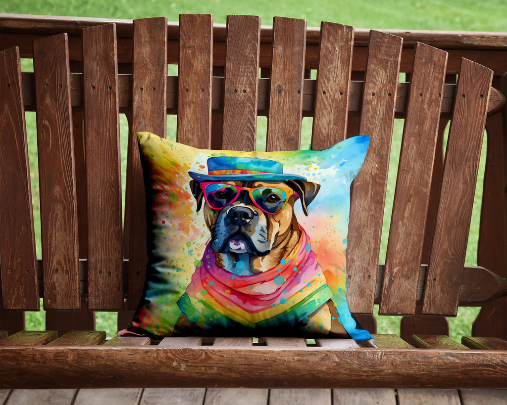 Cane Corso Hippie Dawg Decorative Throw Pillow 14x14 Indoor Outdoor Accent Cushion, Fabric Cover with Insert for Sofa, Bed, Porch & Living Room