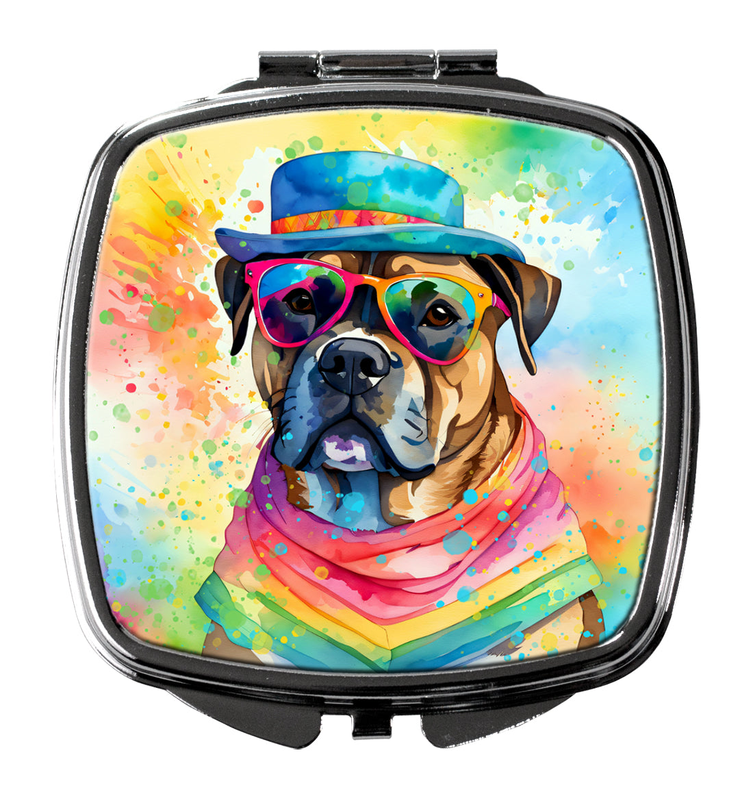 Cane Corso Hippie Dawg Compact Mirror Decorative Travel Makeup Mirror for Women Girls Gifts Pocket Makeup Mirror Folding Handheld