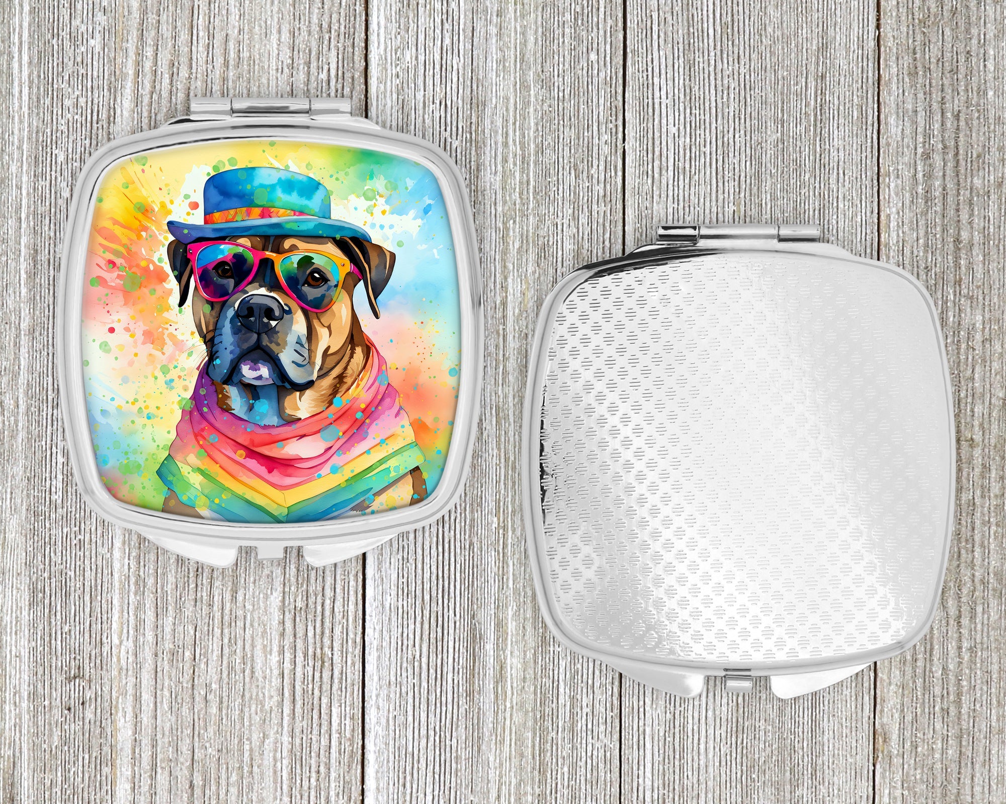 Cane Corso Hippie Dawg Compact Mirror Decorative Travel Makeup Mirror for Women Girls Gifts Pocket Makeup Mirror Folding Handheld