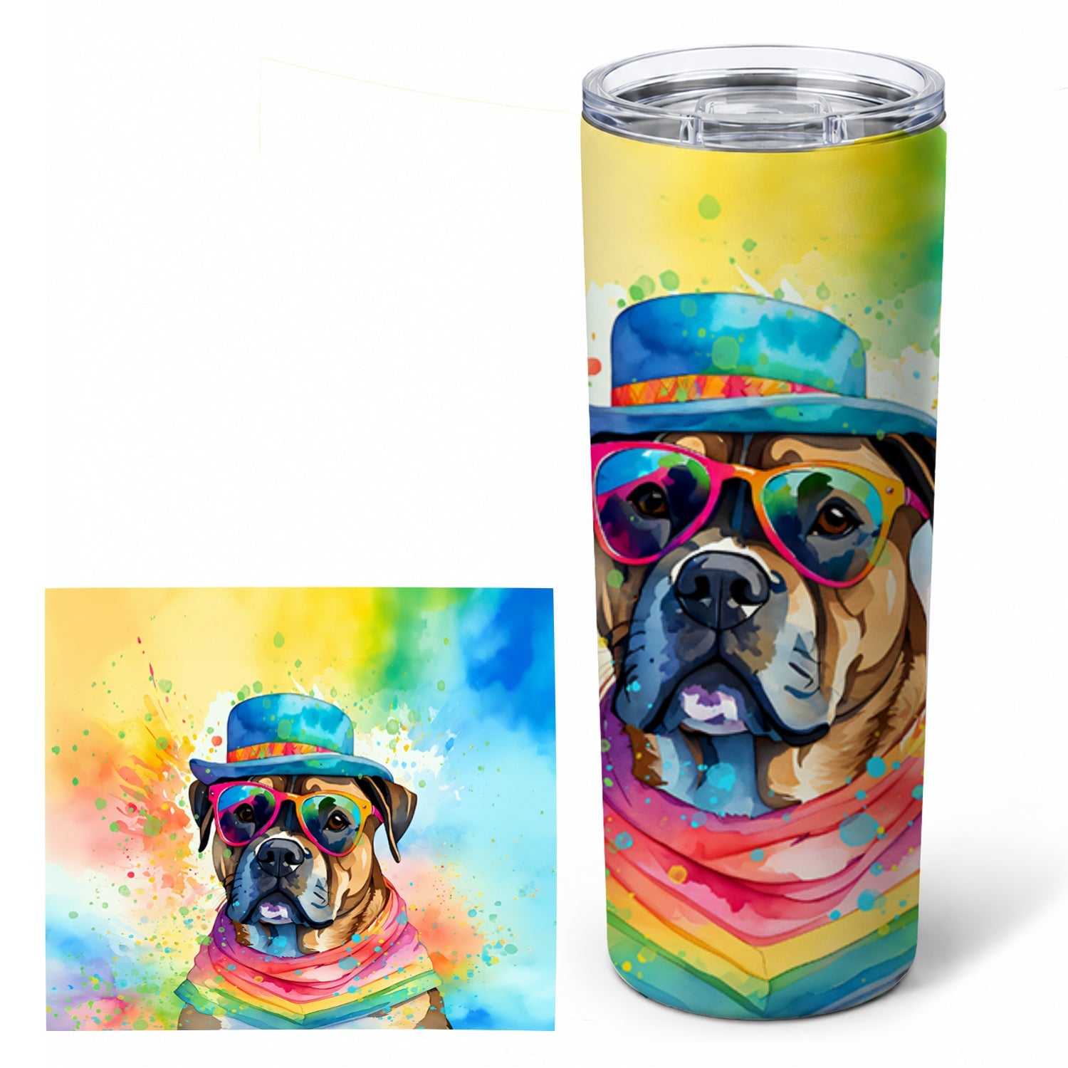 Cane Corso Hippie Dawg Stainless Steel Skinny Tumbler 20 oz Vacuum Double Walled Reusable Insulated Travel Cup