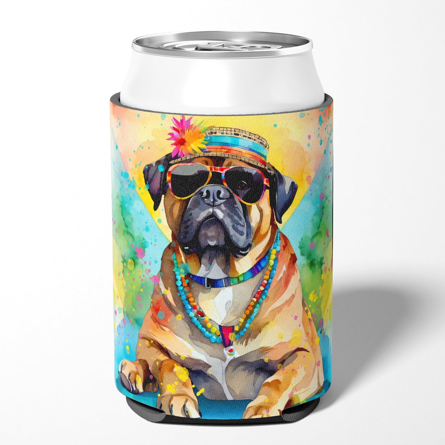 Cane Corso Hippie Dawg Can or Bottle Hugger Cooler Sleeve for Standard 12 oz Cans, Insulated Foam Beer & Soda Can Hugger Reusable
