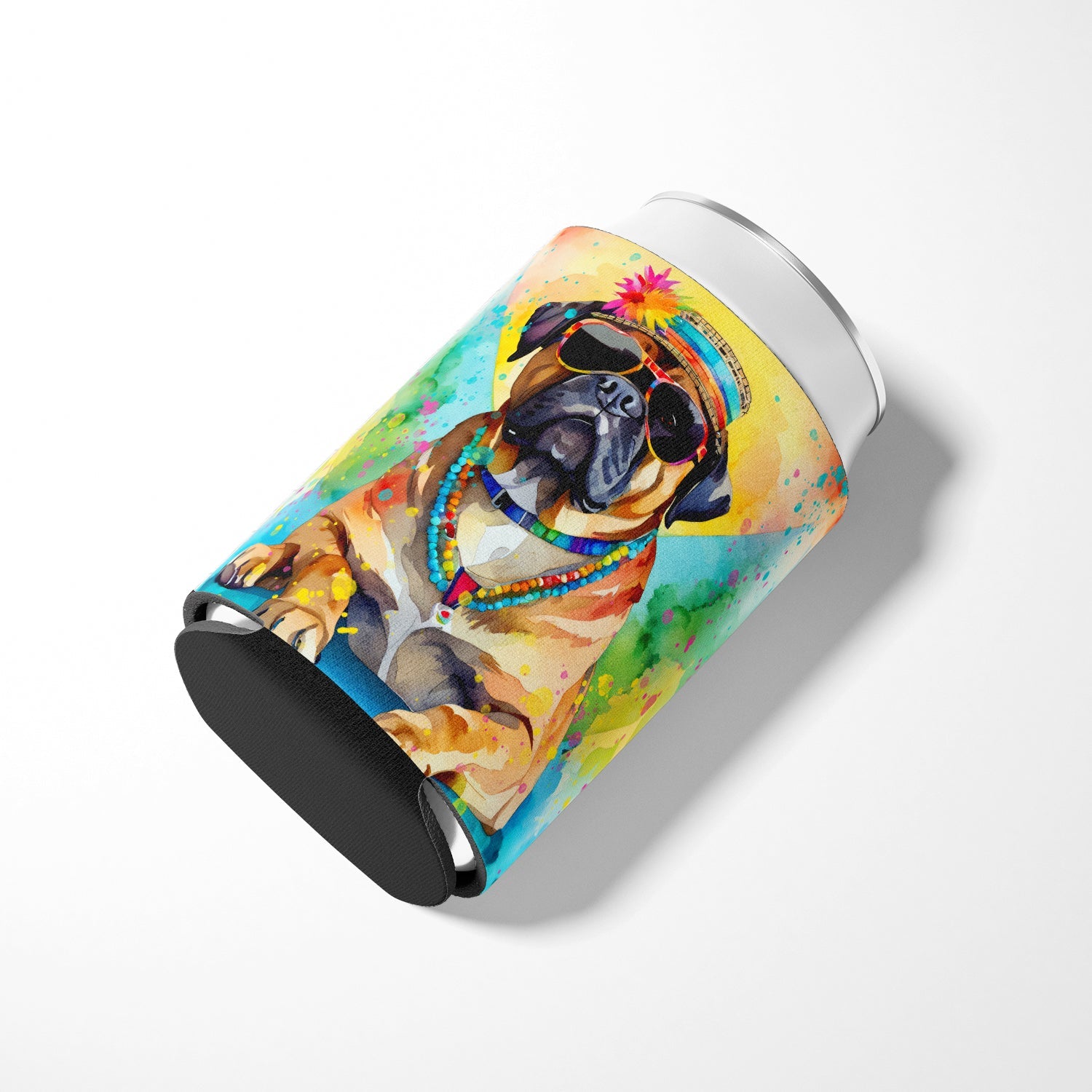 Cane Corso Hippie Dawg Can or Bottle Hugger Cooler Sleeve for Standard 12 oz Cans, Insulated Foam Beer & Soda Can Hugger Reusable