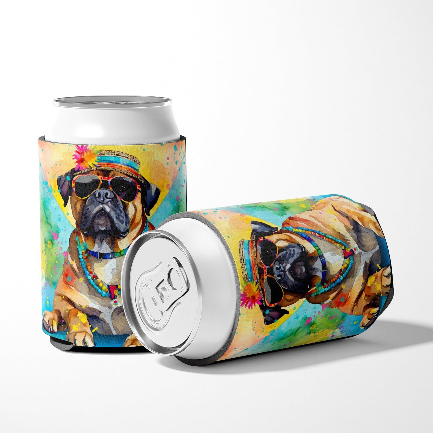 Cane Corso Hippie Dawg Can or Bottle Hugger Cooler Sleeve for Standard 12 oz Cans, Insulated Foam Beer & Soda Can Hugger Reusable