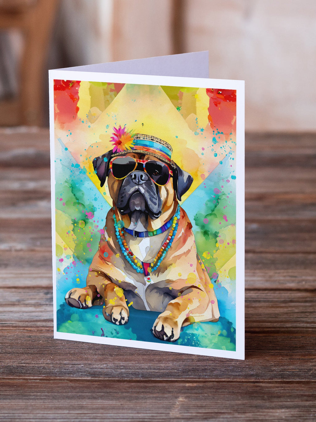 Cane Corso Hippie Dawg Greeting Cards Pack of 8 Blank Cards with Envelopes Whimsical A7 Size 5x7