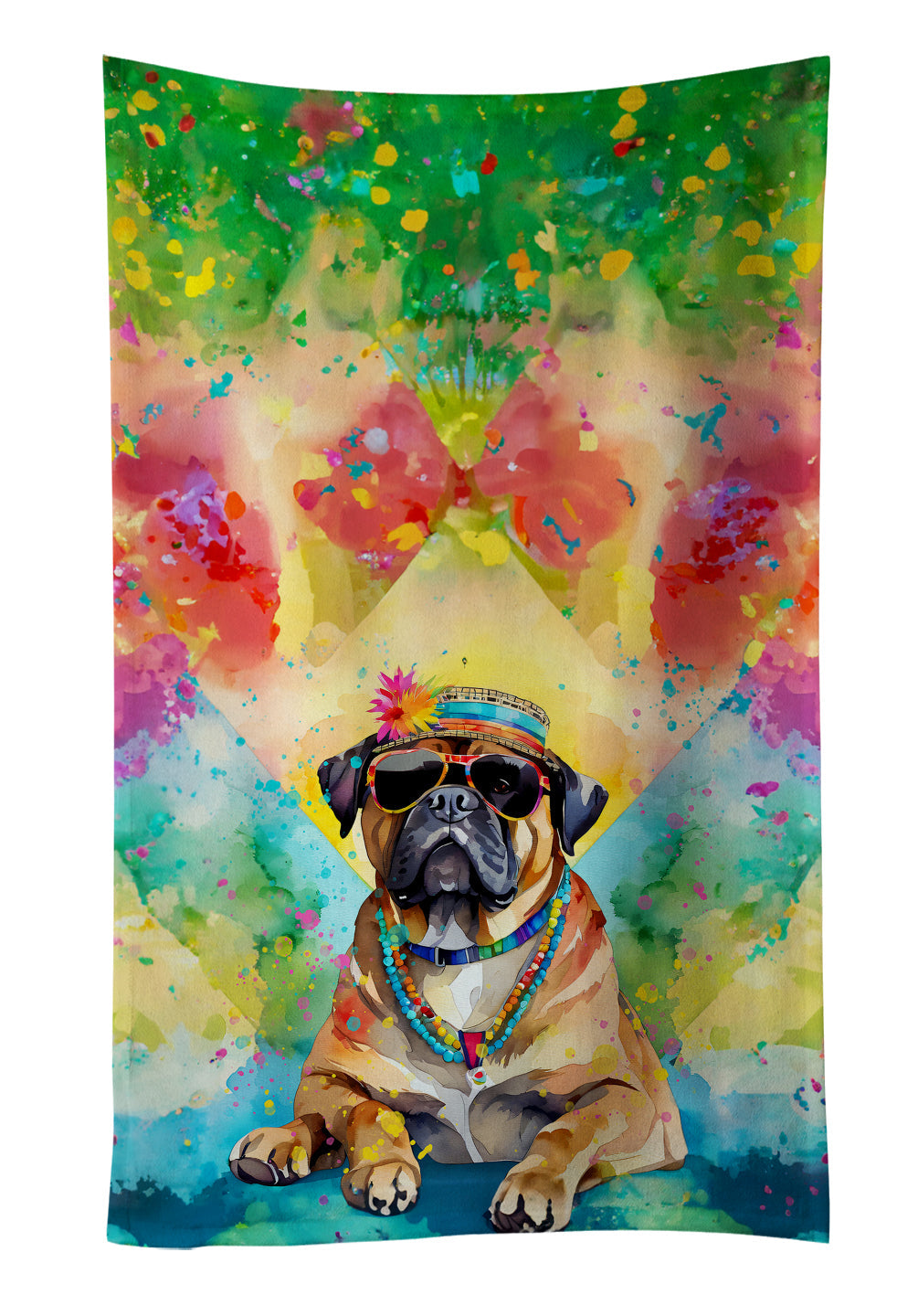 Cane Corso Hippie Dawg Kitchen Towel Velour Plush Front and Cotton Loop Back Machine Washable