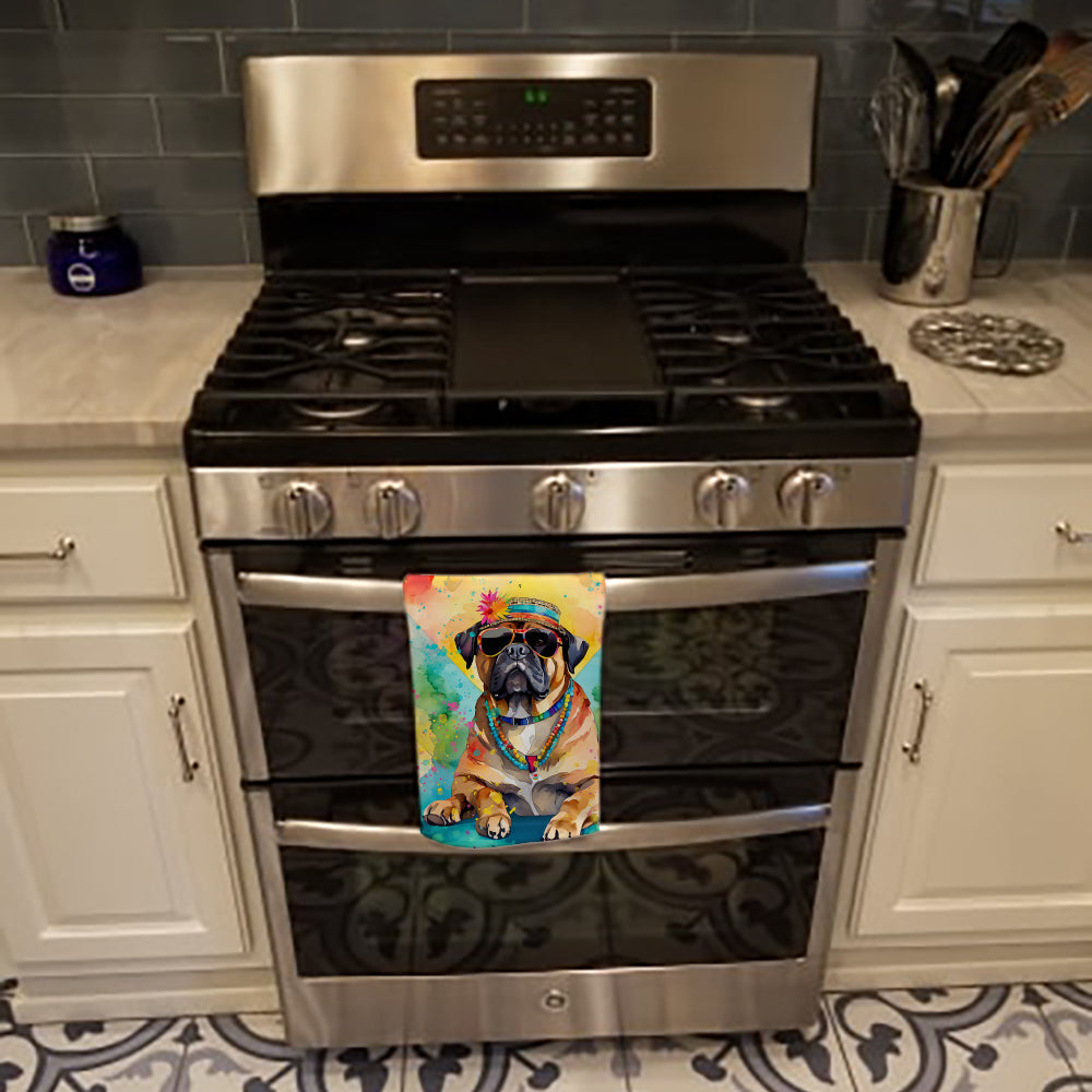 Cane Corso Hippie Dawg Kitchen Towel Velour Plush Front and Cotton Loop Back Machine Washable