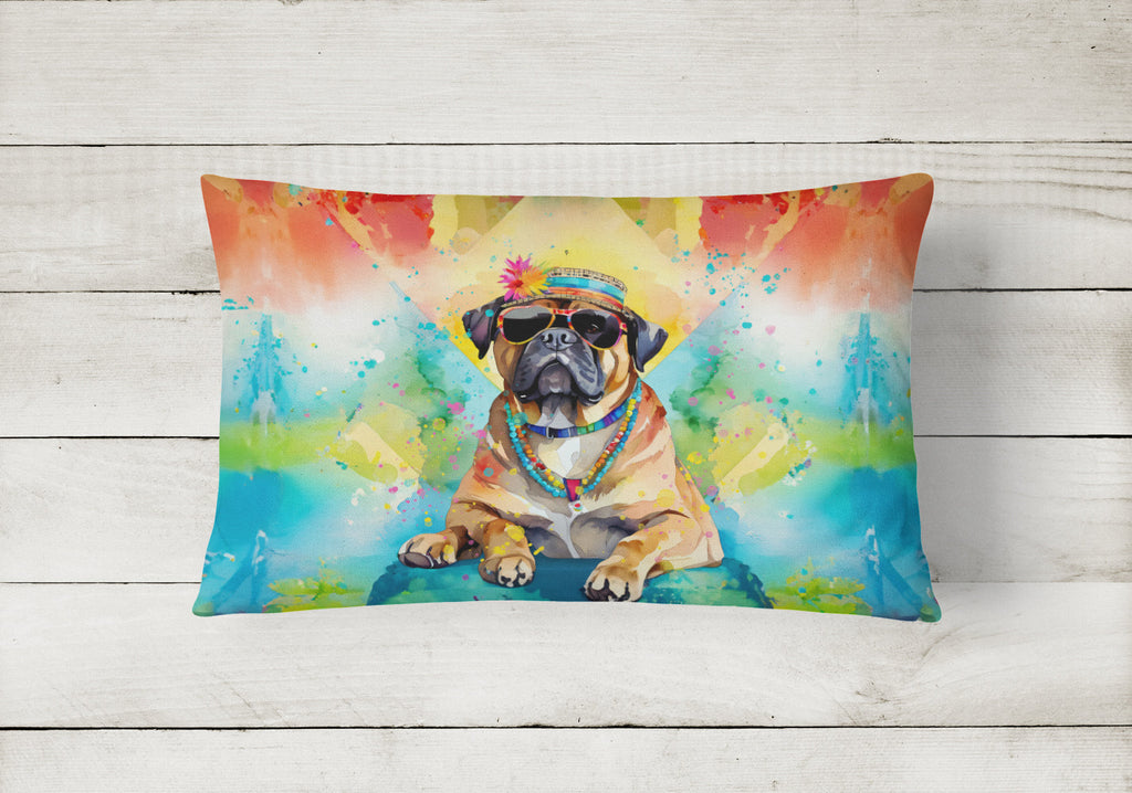 Cane Corso Hippie Dawg Decorative Throw Pillow 12x16 Indoor Outdoor Accent Cushion, Fabric Cover with Insert for Sofa, Bed, Porch & Living Room