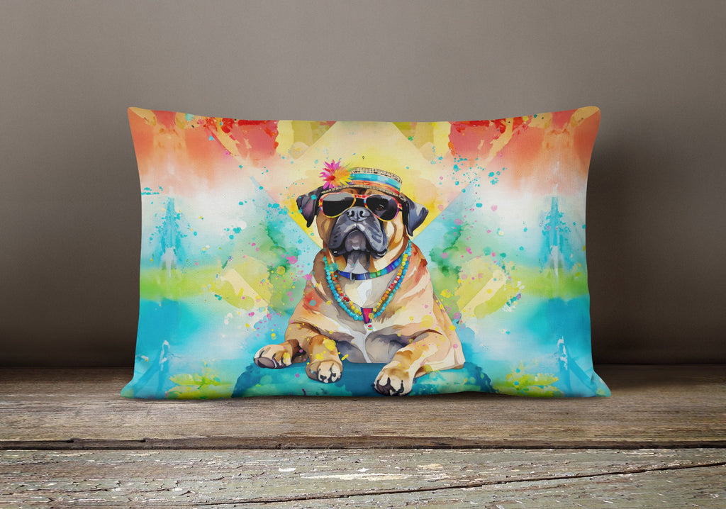 Cane Corso Hippie Dawg Decorative Throw Pillow 12x16 Indoor Outdoor Accent Cushion, Fabric Cover with Insert for Sofa, Bed, Porch & Living Room