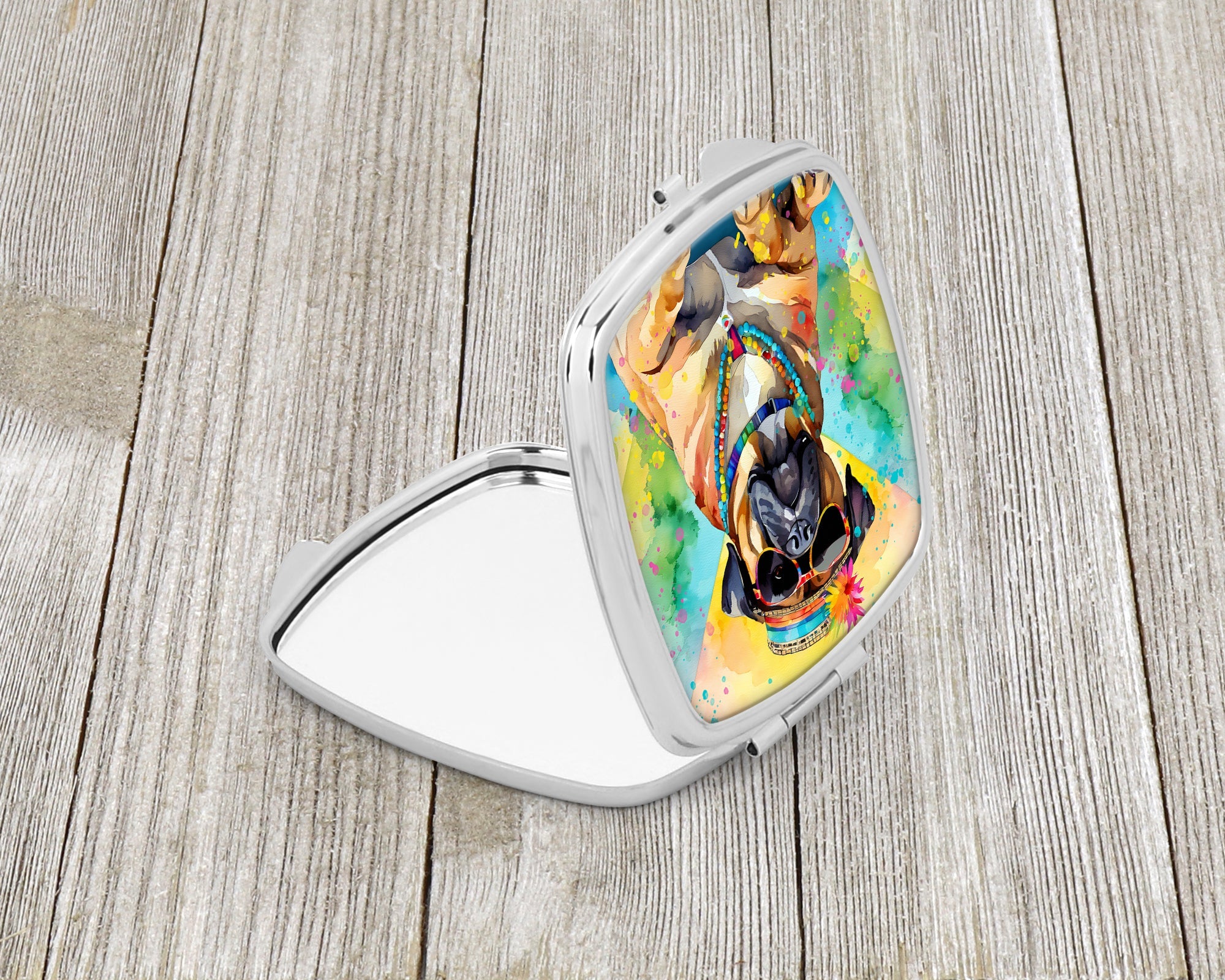 Cane Corso Hippie Dawg Compact Mirror Decorative Travel Makeup Mirror for Women Girls Gifts Pocket Makeup Mirror Folding Handheld