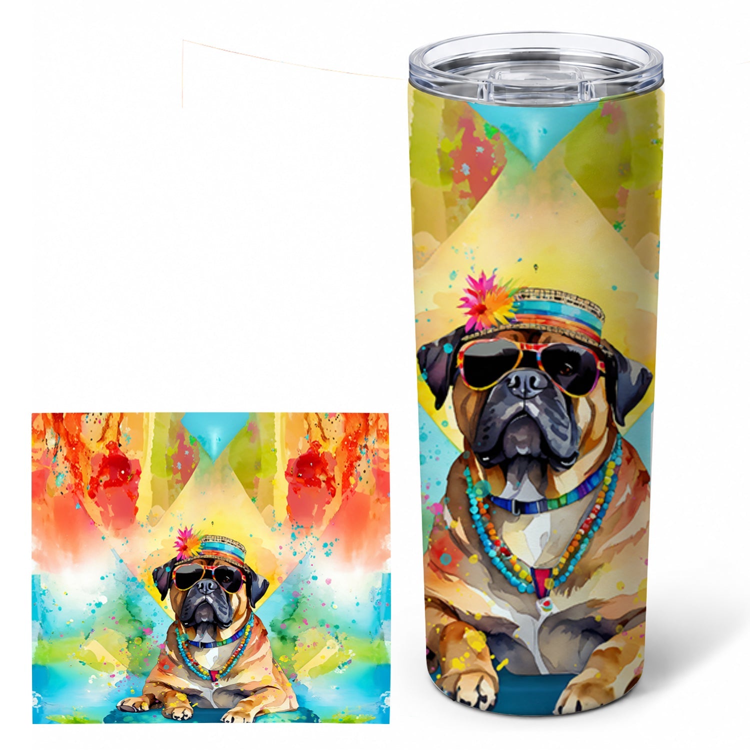 Cane Corso Hippie Dawg Stainless Steel Skinny Tumbler 20 oz Vacuum Double Walled Reusable Insulated Travel Cup