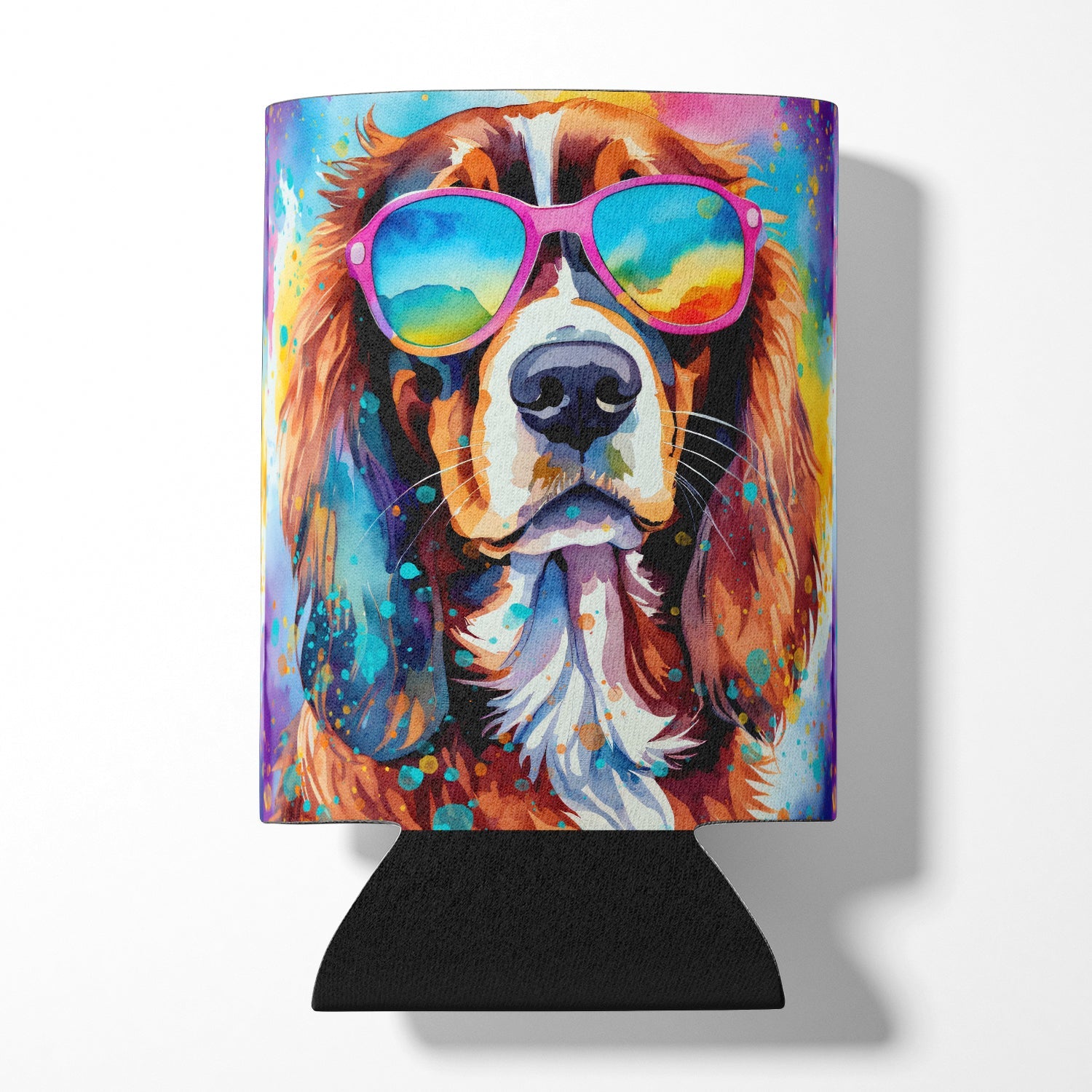 Cavalier Spaniel Hippie Dawg Can or Bottle Hugger Cooler Sleeve for Standard 12 oz Cans, Insulated Foam Beer & Soda Can Hugger Reusable