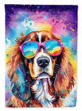 Cavalier Spaniel Hippie Dawg House Flag 28x40 Porch Sleeve Pole Decorative Outside Yard Banner Artwork Wall Hanging, Polyester
