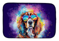 Cavalier Spaniel Hippie Dawg Dish Drying Mat Absorbent Dish Drying Mat Pad for Kitchen Counter Dish Drainer Mat for Countertop, 14 x 21", Multicolor