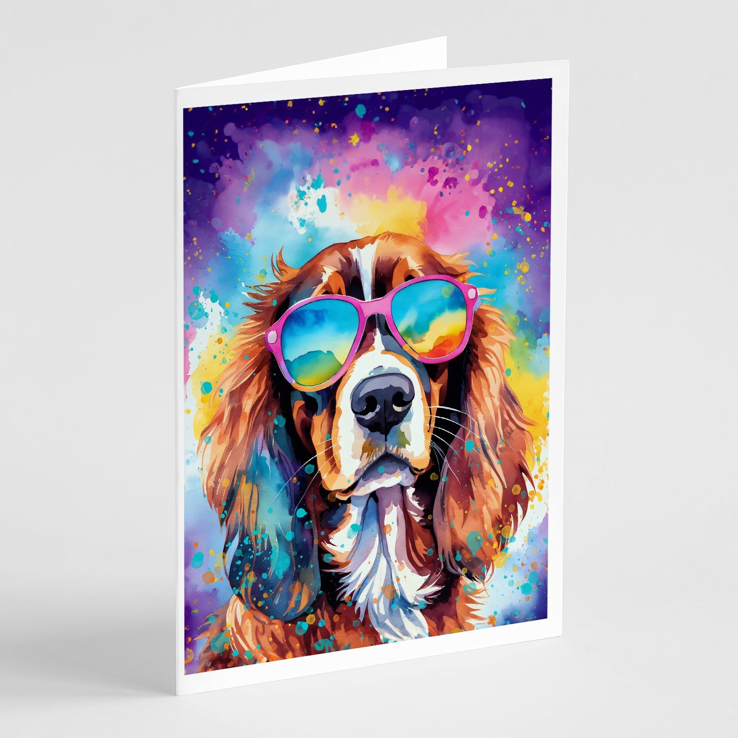 Cavalier Spaniel Hippie Dawg Greeting Cards Pack of 8 Blank Cards with Envelopes Whimsical A7 Size 5x7