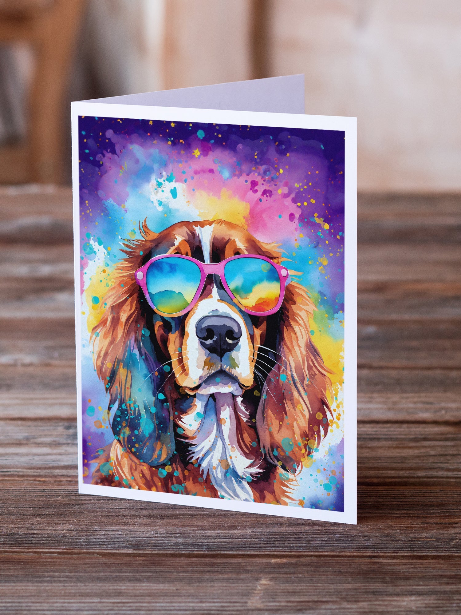 Cavalier Spaniel Hippie Dawg Greeting Cards Pack of 8 Blank Cards with Envelopes Whimsical A7 Size 5x7