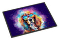Cavalier Spaniel Hippie Dawg Doormat Indoor Outdoor 18H X 27W Front Door Mat Rugs for Entryway, Non Slip Washable