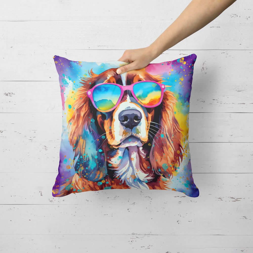Cavalier Spaniel Hippie Dawg Decorative Throw Pillow 18x18 Indoor Outdoor Accent Cushion, Fabric Cover with Insert for Sofa, Bed, Porch & Living Room