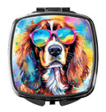 Cavalier Spaniel Hippie Dawg Compact Mirror Decorative Travel Makeup Mirror for Women Girls Gifts Pocket Makeup Mirror Folding Handheld