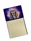 Cavalier Spaniel Hippie Dawg Watercolor Sticky Note Holder Refillable Dispenser Desk Accessory 3x3 Pad Gift
