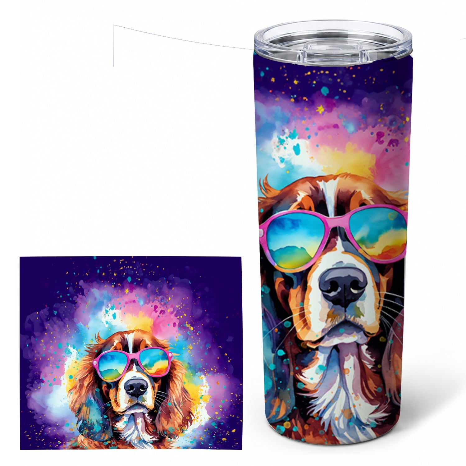 Cavalier Spaniel Hippie Dawg Stainless Steel Skinny Tumbler 20 oz Vacuum Double Walled Reusable Insulated Travel Cup