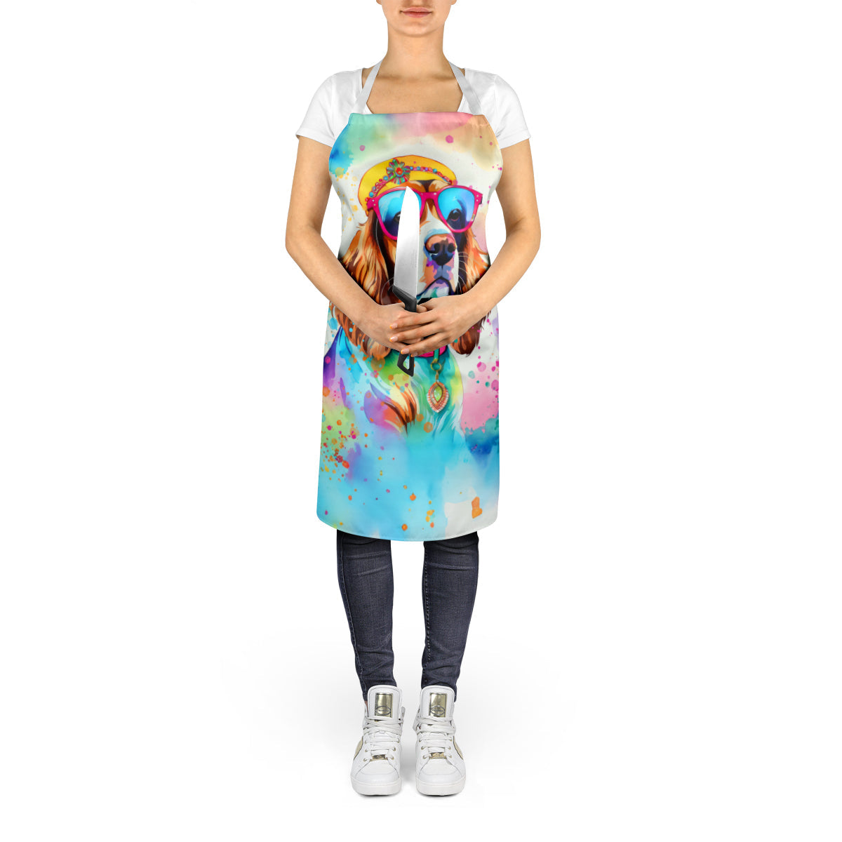 Cavalier Spaniel Hippie Dawg Apron Cooking Kitchen Server Baking Crafts Gardening for Adult Women Men, Unisex, Large, Multicolor