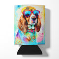 Cavalier Spaniel Hippie Dawg Can or Bottle Hugger Cooler Sleeve for Standard 12 oz Cans, Insulated Foam Beer & Soda Can Hugger Reusable