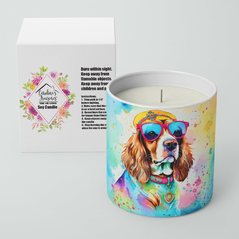 Cavalier Spaniel Hippie Dawg Decorative Soy Candle Nature Soy Wax Essential Oil Home Decor Ideal for Bedroom Kitchen Bath Office Gift, 10 oz