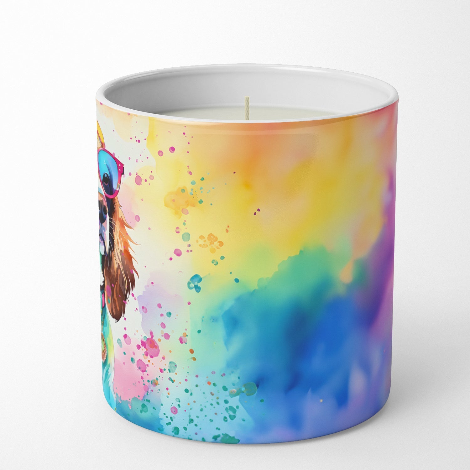 Cavalier Spaniel Hippie Dawg Decorative Soy Candle Nature Soy Wax Essential Oil Home Decor Ideal for Bedroom Kitchen Bath Office Gift, 10 oz