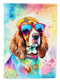Cavalier Spaniel Hippie Dawg House Flag 28x40 Porch Sleeve Pole Decorative Outside Yard Banner Artwork Wall Hanging, Polyester