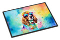 Cavalier Spaniel Hippie Dawg Doormat Indoor Outdoor 18H X 27W Front Door Mat Rugs for Entryway, Non Slip Washable