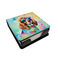 Cavalier Spaniel Hippie Dawg PU Leather Note Paper Holder with Artist-Designed Cover, Desk Accessory, Office Gift