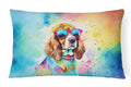 Cavalier Spaniel Hippie Dawg Decorative Throw Pillow 12x16 Indoor Outdoor Accent Cushion, Fabric Cover with Insert for Sofa, Bed, Porch & Living Room