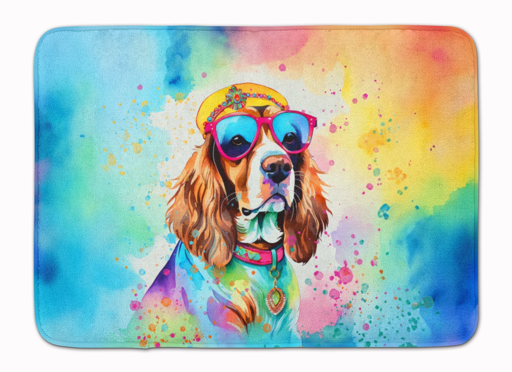 Cavalier Spaniel Hippie Dawg Memory Foam Kitchen Mat Machine Washable Anti-Fatigue Cushion Comfort Bath or Kitchen Rug