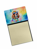 Cavalier Spaniel Hippie Dawg Watercolor Sticky Note Holder Refillable Dispenser Desk Accessory 3x3 Pad Gift
