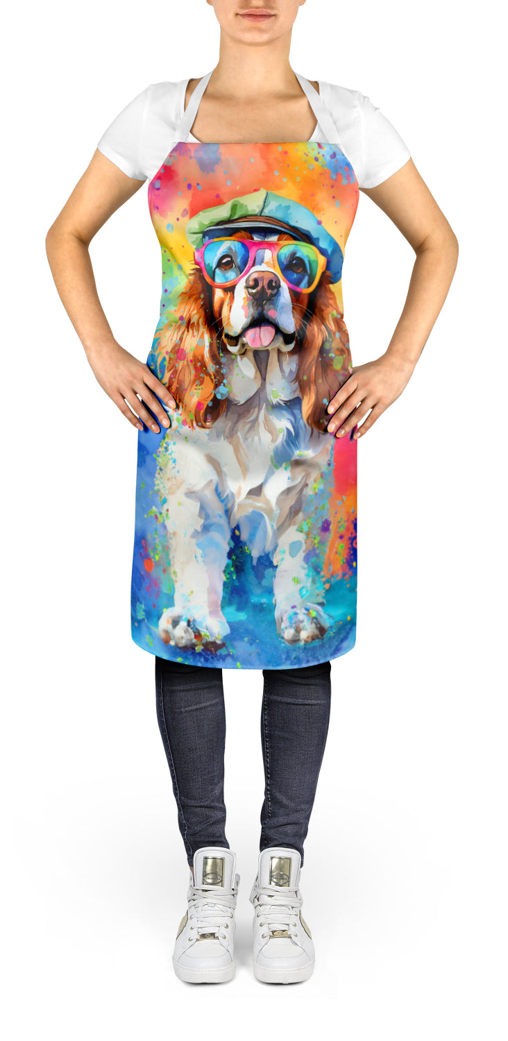 Cavalier Spaniel Hippie Dawg Apron Cooking Kitchen Server Baking Crafts Gardening for Adult Women Men, Unisex, Large, Multicolor