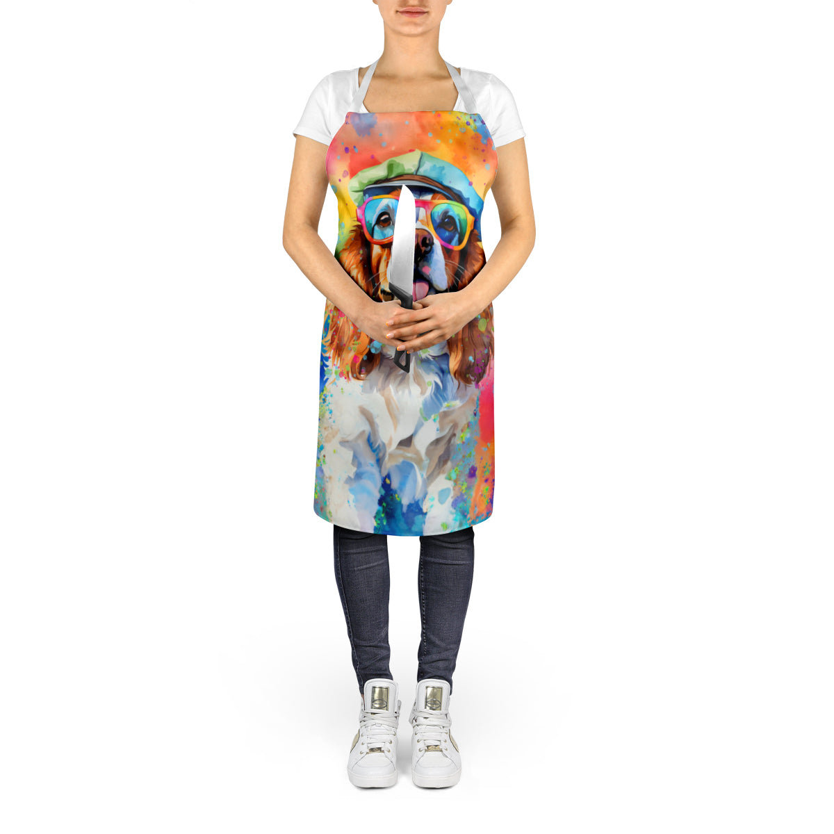 Cavalier Spaniel Hippie Dawg Apron Cooking Kitchen Server Baking Crafts Gardening for Adult Women Men, Unisex, Large, Multicolor