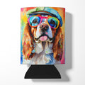 Cavalier Spaniel Hippie Dawg Can or Bottle Hugger Cooler Sleeve for Standard 12 oz Cans, Insulated Foam Beer & Soda Can Hugger Reusable