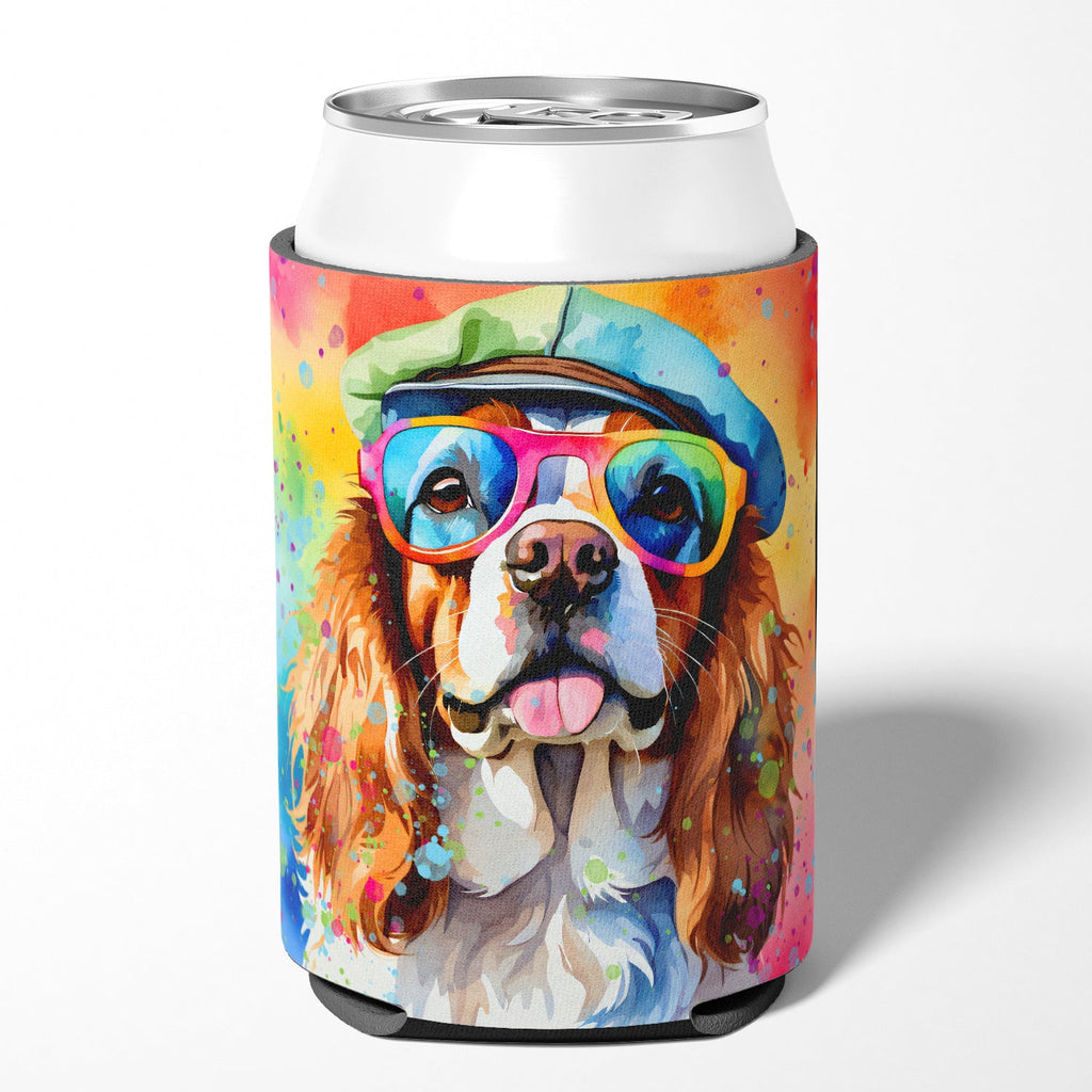 Cavalier Spaniel Hippie Dawg Can or Bottle Hugger Cooler Sleeve for Standard 12 oz Cans, Insulated Foam Beer & Soda Can Hugger Reusable