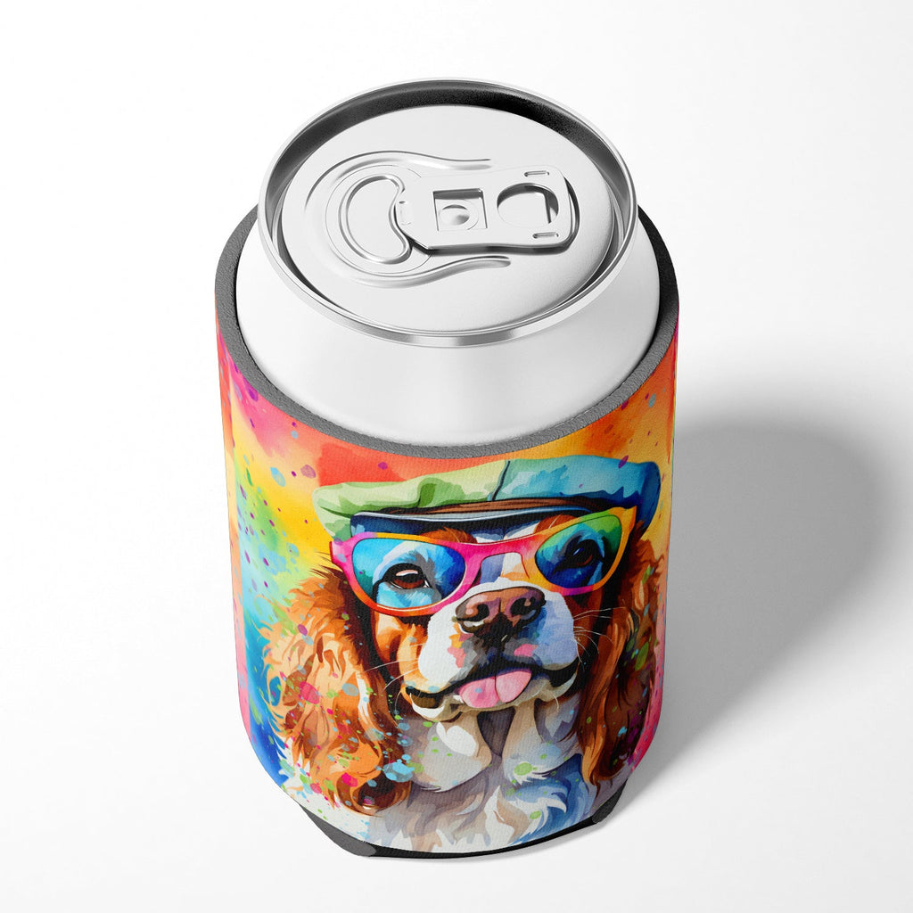 Cavalier Spaniel Hippie Dawg Can or Bottle Hugger Cooler Sleeve for Standard 12 oz Cans, Insulated Foam Beer & Soda Can Hugger Reusable