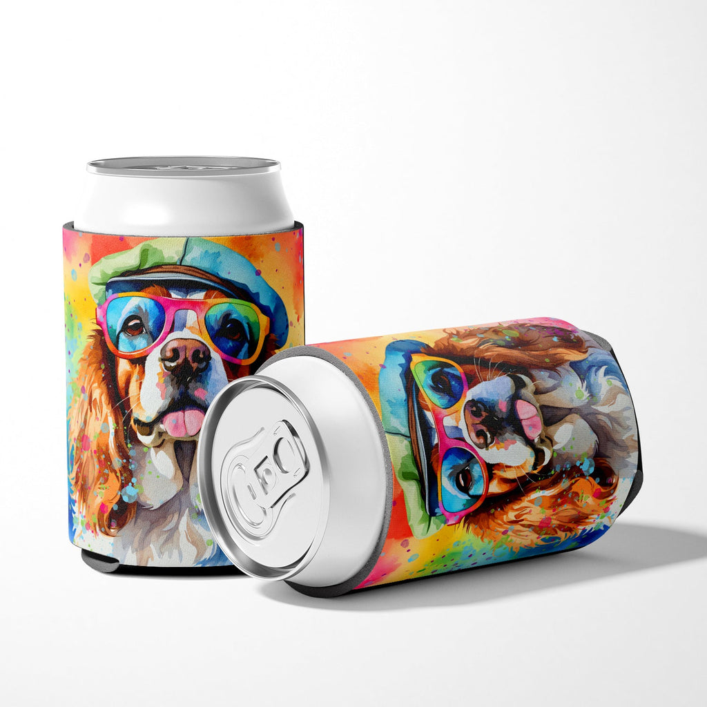 Cavalier Spaniel Hippie Dawg Can or Bottle Hugger Cooler Sleeve for Standard 12 oz Cans, Insulated Foam Beer & Soda Can Hugger Reusable