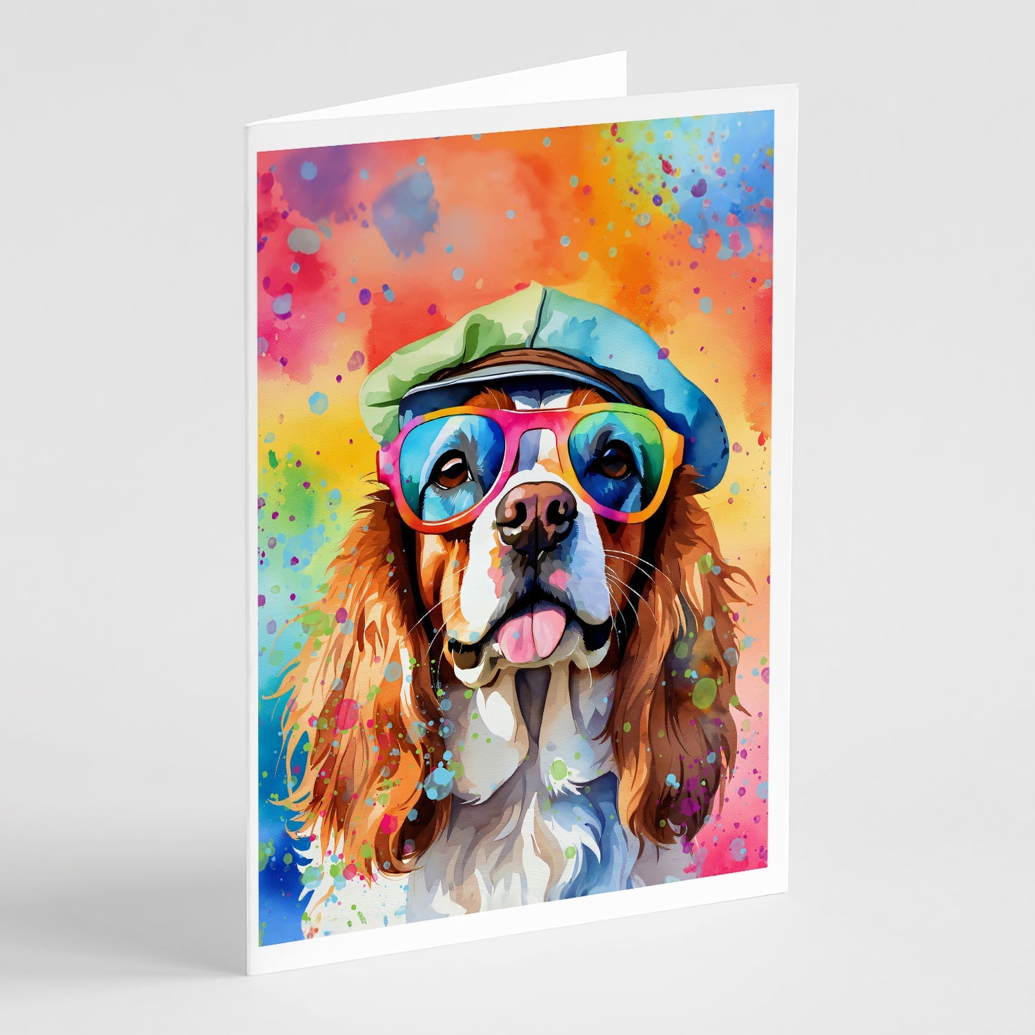 Cavalier Spaniel Hippie Dawg Greeting Cards Pack of 8 Blank Cards with Envelopes Whimsical A7 Size 5x7