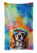 Cavalier Spaniel Hippie Dawg Kitchen Towel Velour Plush Front and Cotton Loop Back Machine Washable