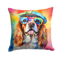 Cavalier Spaniel Hippie Dawg Decorative Throw Pillow 18x18 Indoor Outdoor Accent Cushion, Fabric Cover with Insert for Sofa, Bed, Porch & Living Room