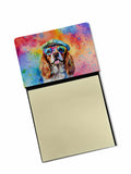 Cavalier Spaniel Hippie Dawg Watercolor Sticky Note Holder Refillable Dispenser Desk Accessory 3x3 Pad Gift