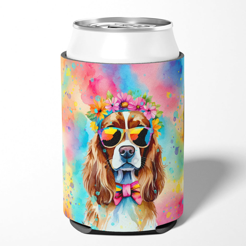 Cavalier Spaniel Hippie Dawg Can or Bottle Hugger Cooler Sleeve for Standard 12 oz Cans, Insulated Foam Beer & Soda Can Hugger Reusable