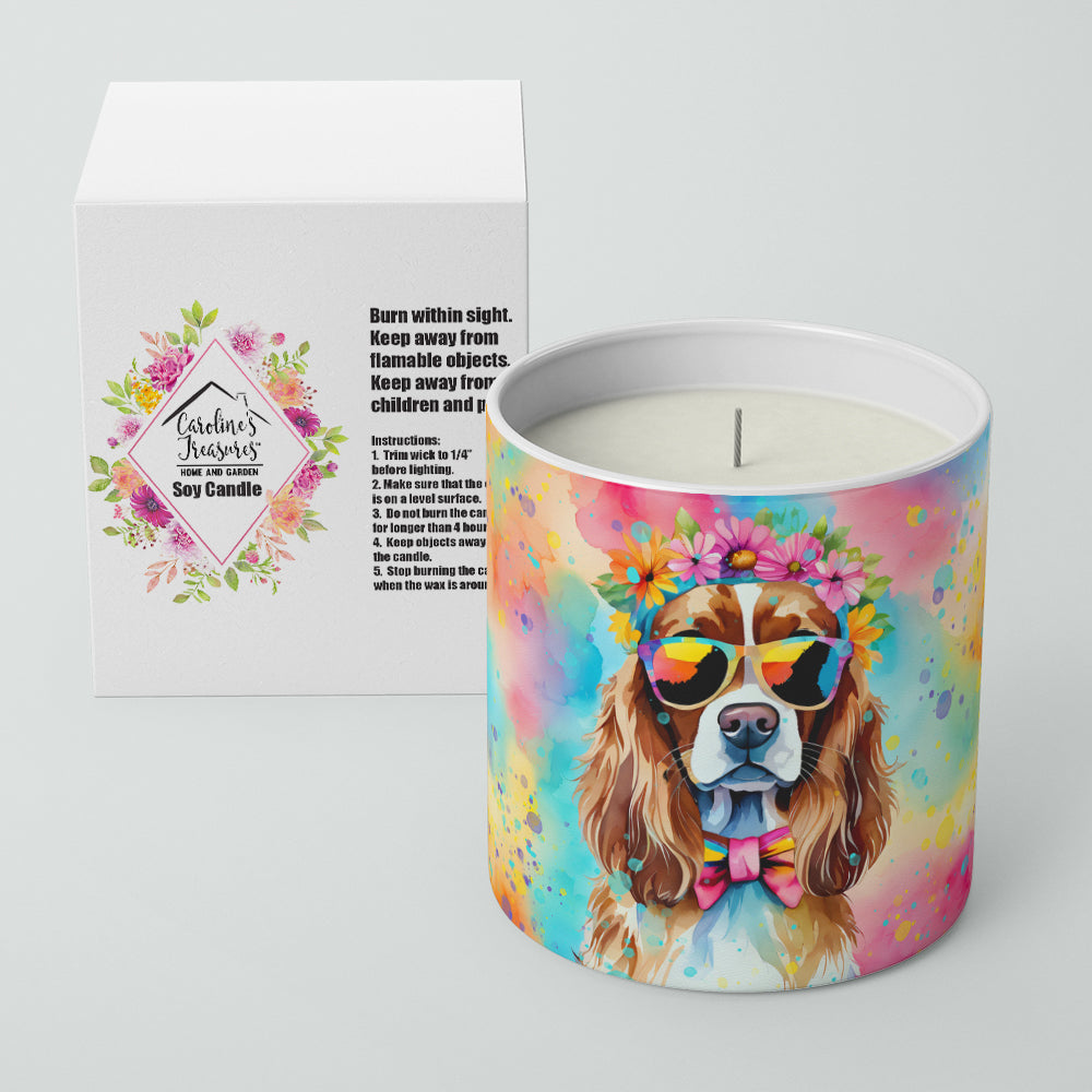 Cavalier Spaniel Hippie Dawg Decorative Soy Candle Nature Soy Wax Essential Oil Home Decor Ideal for Bedroom Kitchen Bath Office Gift, 10 oz