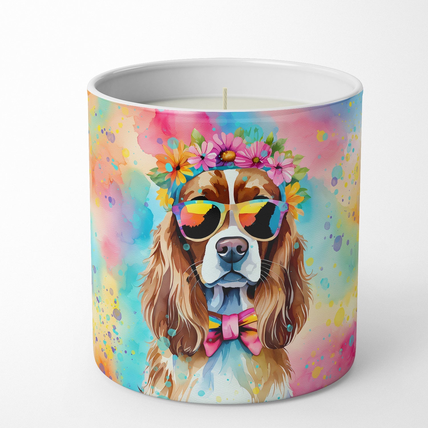 Cavalier Spaniel Hippie Dawg Decorative Soy Candle Nature Soy Wax Essential Oil Home Decor Ideal for Bedroom Kitchen Bath Office Gift, 10 oz